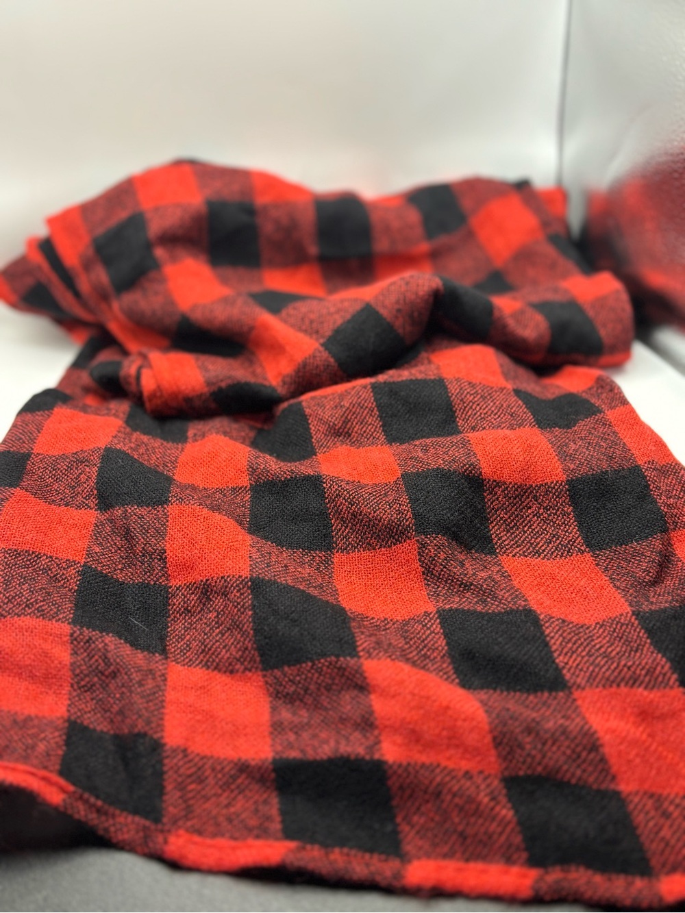 Cozy Buffalo Plaid infinity Scarf in Red and Black